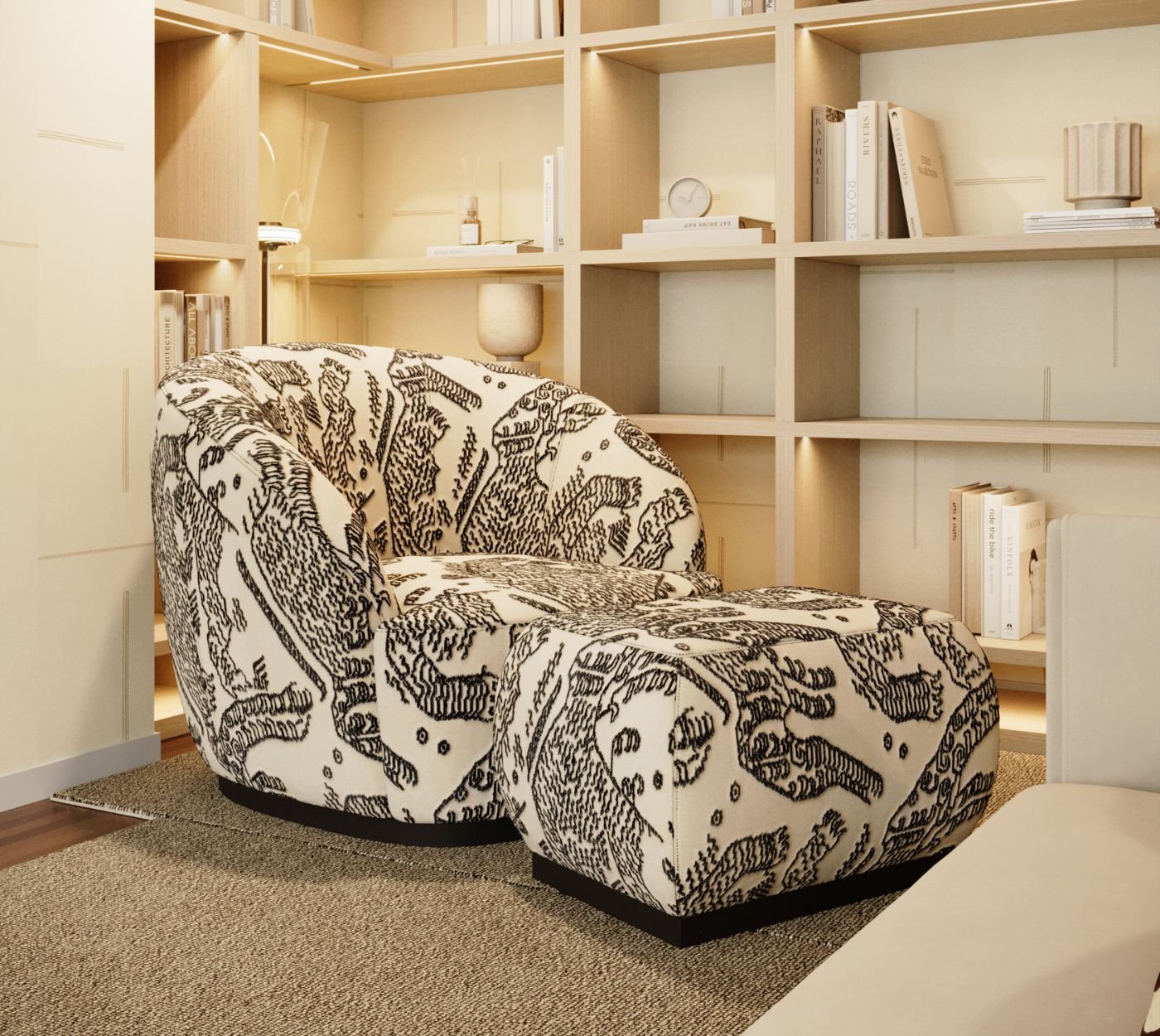 Espaço que se afirma como sala de estar moderna, onde a fluidez de um Open space se organiza em torno de um sofá modular que prolonga a leitura de um Sofa chaise longue dentro da Sala de estar. A presença do cadeirão sofá acrescenta textura ao ambiente, articulando‑se com a proporção da mesa de apoio que estrutura a narrativa contemporânea. A luz suave reforça a serenidade da sala de estar moderna, valorizando a elegância do sofá modular e a profundidade visual do cadeirão sofá. O sofa chaise longue intensifica o conforto, enquanto a mesa de apoio completa a composição com precisão. Cada detalhe contribui para a identidade da sala de estar, sustentada pela integração do sofá modular num open space pensado ao detalhe.
